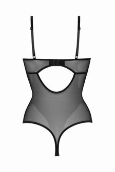 Open kruis Wetlookbody Vesper - zwart