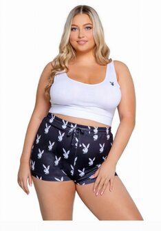 Playboy Lingerie - Slumber Bunny 2-Delige Set - Zwart&amp;Wit