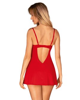 Obsessive - Ingridia Chemise en String - Rood