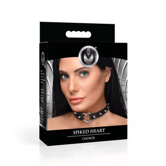 XR Brands - Spiked Heart Choker - Zwart
