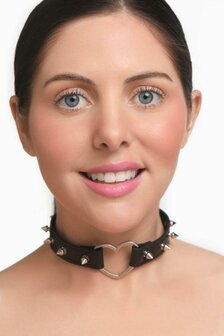 XR Brands - Spiked Heart Choker - Zwart