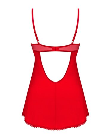 Obsessive - Ingridia Chemise en String - Rood