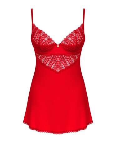 Obsessive - Ingridia Chemise en String - Rood